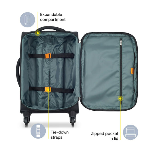 Delsey Vanguard Securitech 20" Carry-on Softside Spinner Luggage Black