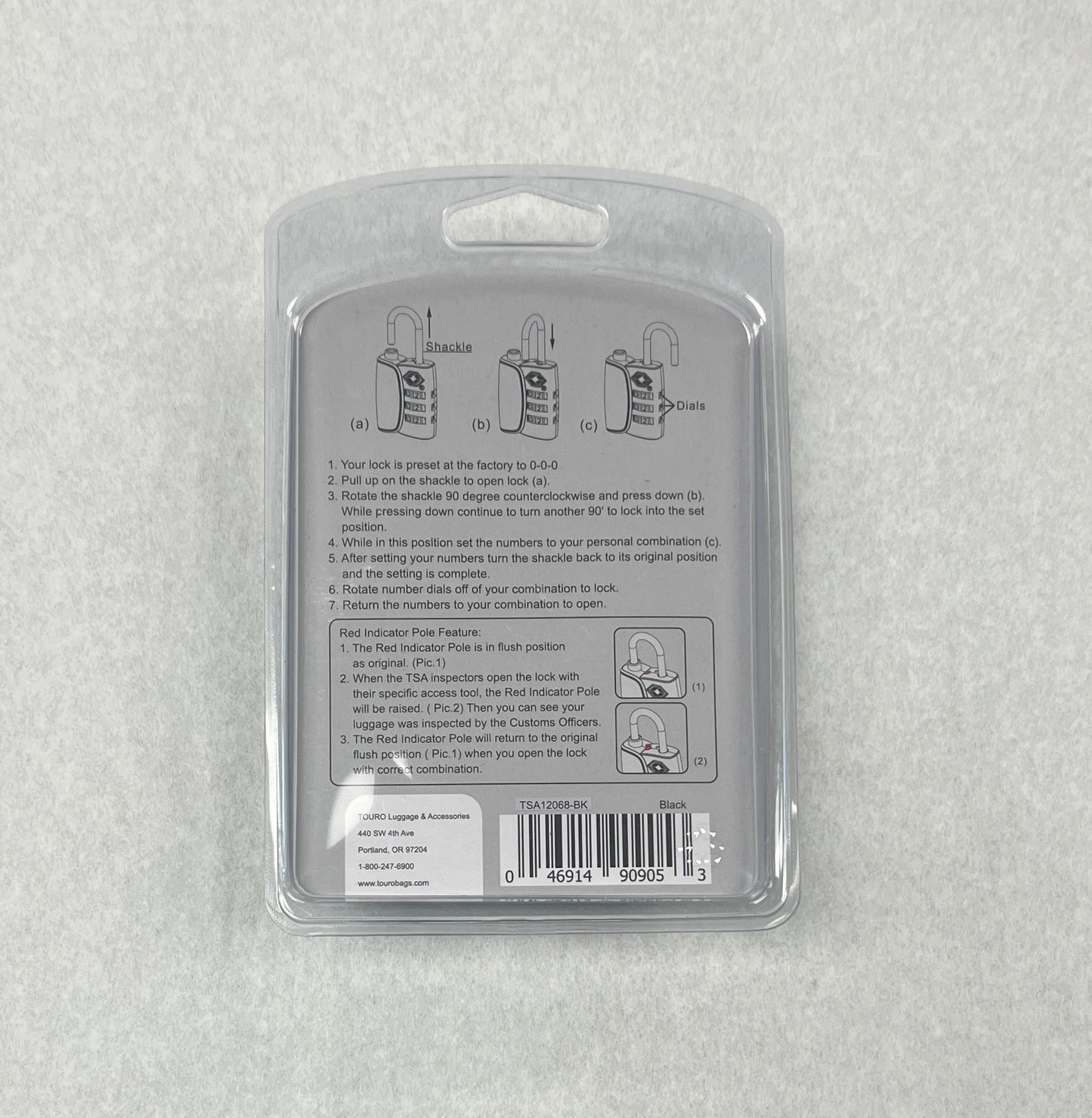 TSA Lock with 48" Cable TSA12068C