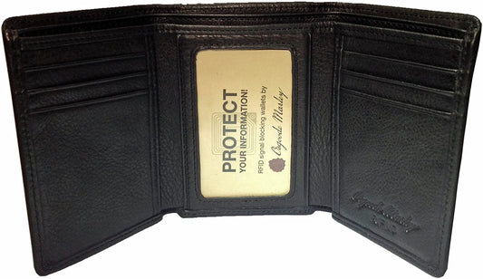 Osgoode Marley Cashmere RFID Blocking Mens Tri-Fold Leather Wallet 1234 Black