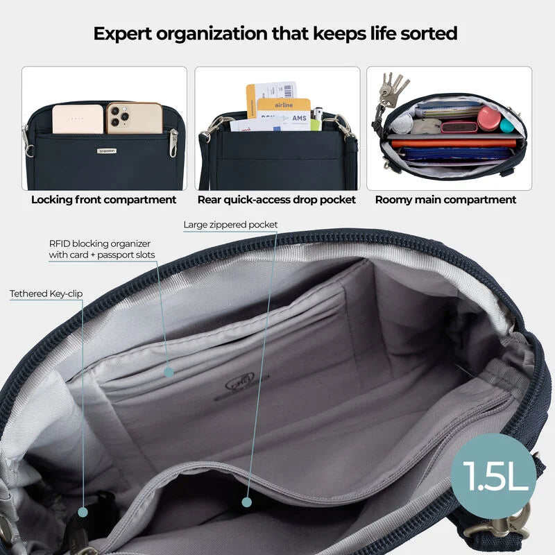Travelon Anti-Theft Classic Convertible Crossbody and Waist Pack 43227