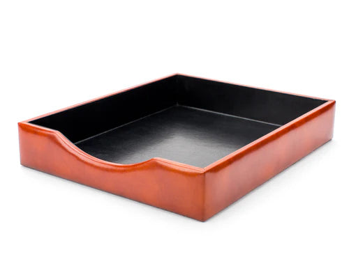 Bosca Cognac Leather Letter Tray without Lid 732-32