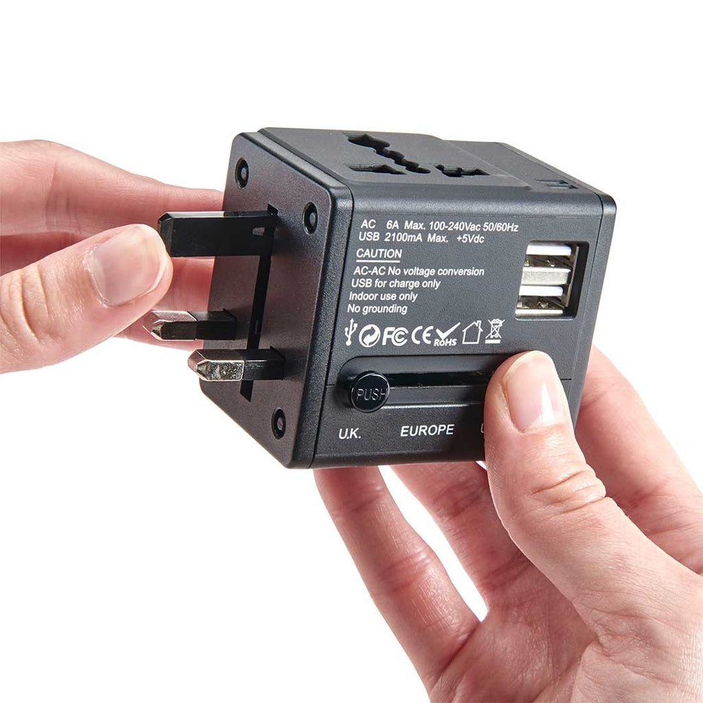 Talus International Adapter Cube with Dual USB Chargers ST-E20-BLK