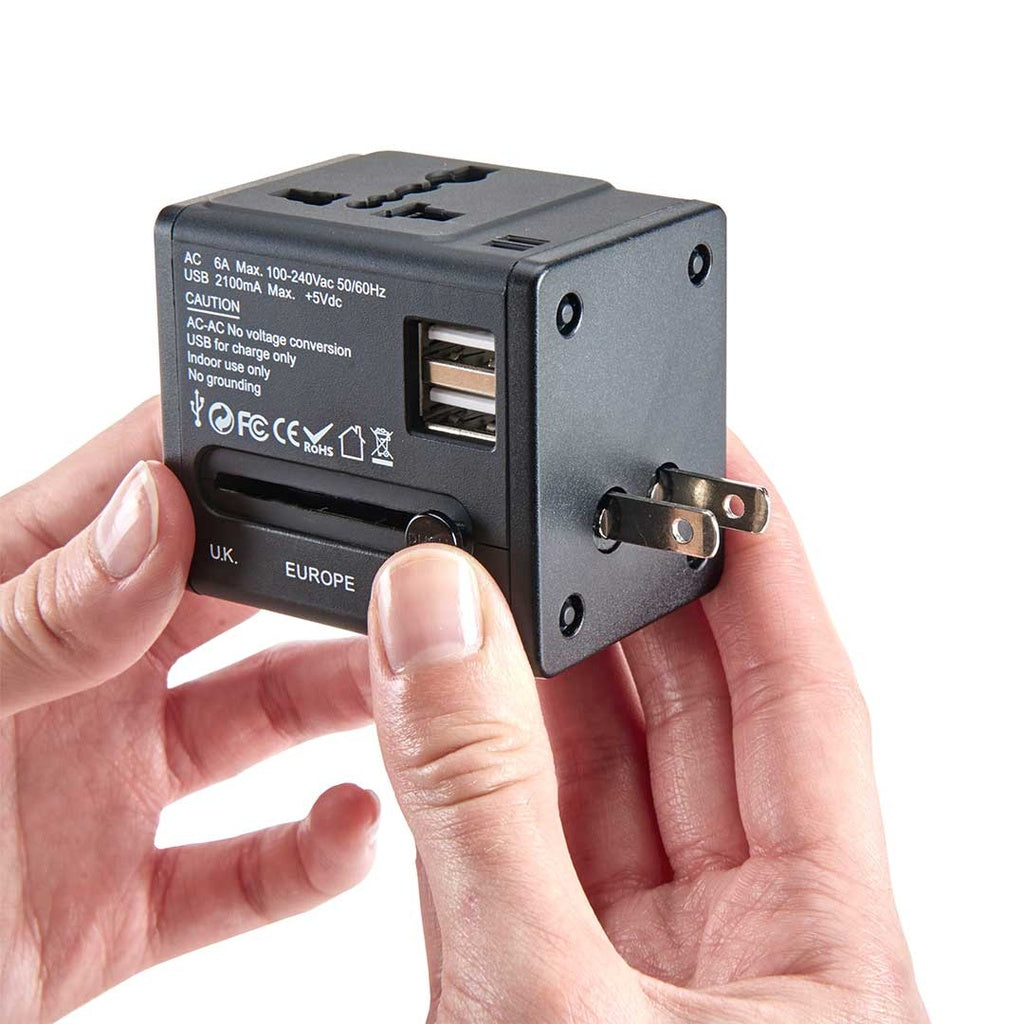 Talus International Adapter Cube with Dual USB Chargers ST-E20-BLK