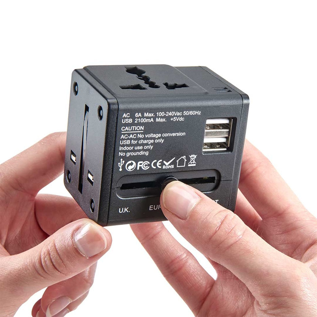 Talus International Adapter Cube with Dual USB Chargers ST-E20-BLK