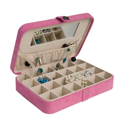 Mele & Co. Maria Plush Earring and Ring Holder Jewelry Box, 24 Sections (Pink)