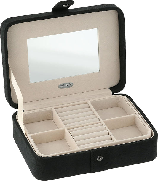 Mele & Co. 0057362M Giana Plush Fabric Jewelry Box with Lift Out Tray in Black